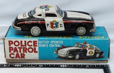 Vintage Yanoman Mercedes Benz 300SL Police Patrol Car Tin Toy