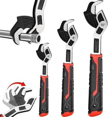 6  8  10  Multi-Function Self-Locking Pipe Wrench Set, Chromium Vanadium Steel,P
