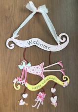 Valentine s Day Angel Door or Wall Hanging Welcome Sign Pink Hearts Decor