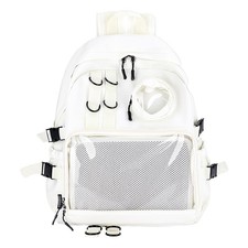 Ita Bag Preppy Backpack with Pin Display Insert for School Anime Cosplay White 