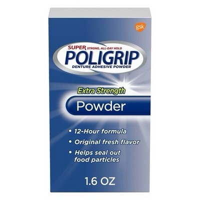 Denture Adhesive Powder Extra 1.6 Oz  by Super Poligrip