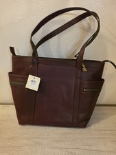 Fossil Caitlyn Leather Tote Handbag - Color Claret Red