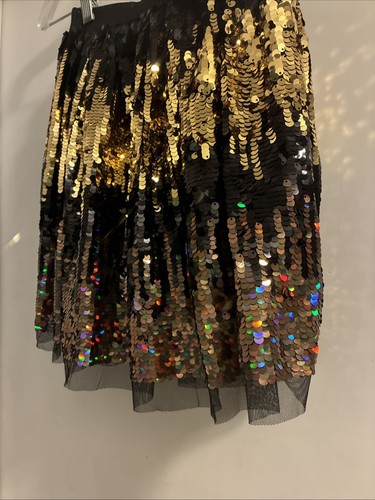 PMG Couture Primigi Girl Skirt Natale Sequin Size 8 Black Gold NEW WITH TAGS - Picture 11 of 12