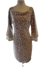Ralph Lauren Women's 12 Lace Overlay Formal Evening Gown Cream Off Shoulder
