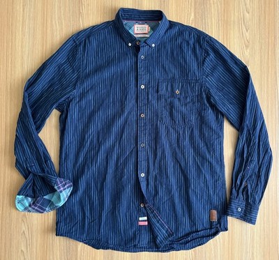 Scotch & Soda Dance All Night Button Up Shirt Mens XL Blue Striped Linen Cotton