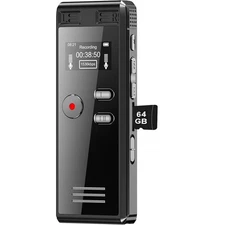 64GB Digital Voice Activated Recorder with Playback - 4552 Hours Audio Recording