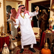White Robe Cosplay Outfit Halloween Rich Man Role Play Style Stage Costume