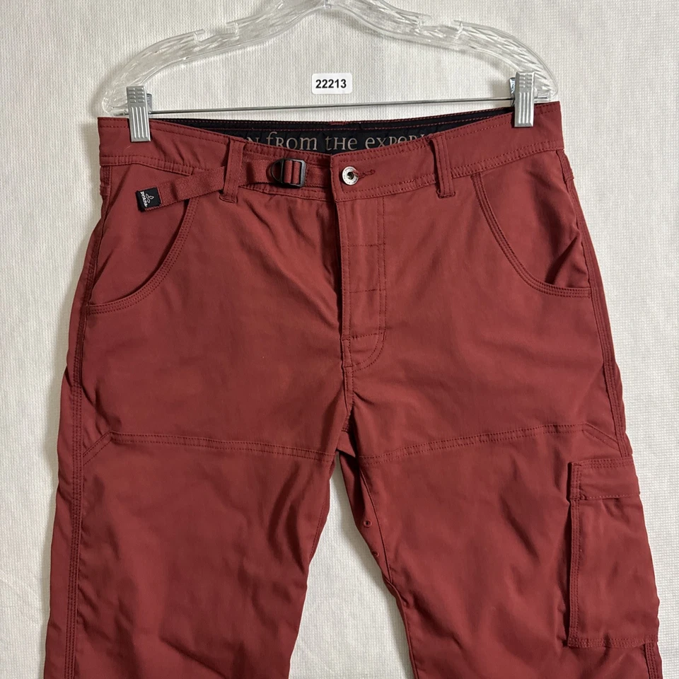 Pantalones exteriores Prana para hombre talla Medx30 rojos de nailon pierna recta Zion con cinturón Foto 3 de 4
