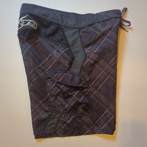 Alpinestars Men's Board Shorts Sz 36 Black Gray Drawstring Pockets Surfing Pool - Picture 10 of 15