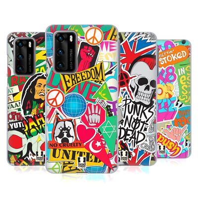 HEAD CASE DESIGNS STICKER HAPPY - NEW SOFT GEL CASE FOR HUAWEI PHONES 4