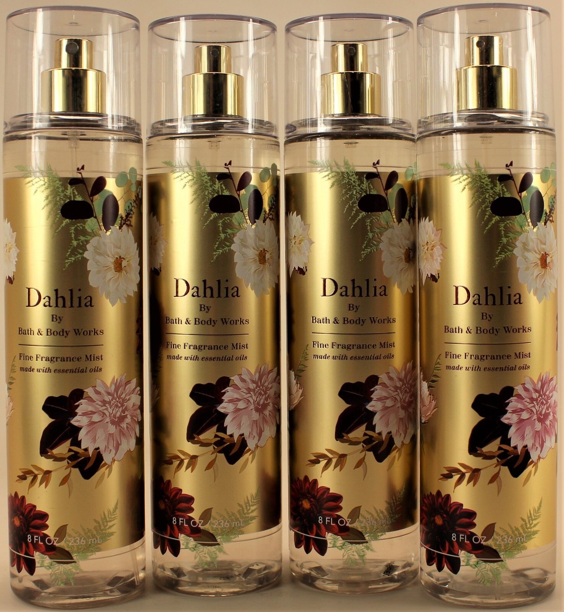 QTY 4 - Bath & Body Works DAHLIA Fine Fragrance Body Mist Spray 8
