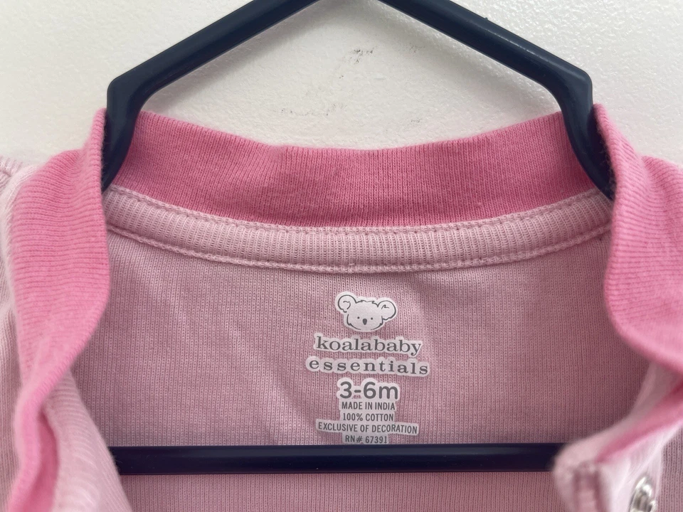 Koala Bebé Niña Rosa Sólido Lindo Elefante Manga Larga Dormir y Jugar Rosa 3-6M Foto 2 de 4