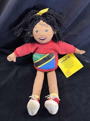 VTG UNICEF Kids USA America  United Nations Rag Doll Moza Plush Girl Toy