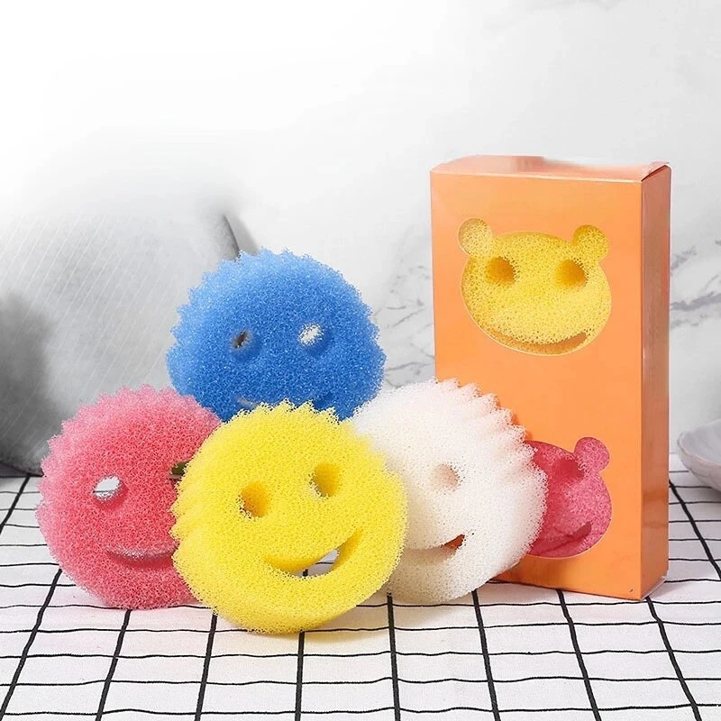 Scrub Daddy Style Smiley Face Sponge Cleaning 4 Pack Multicolours