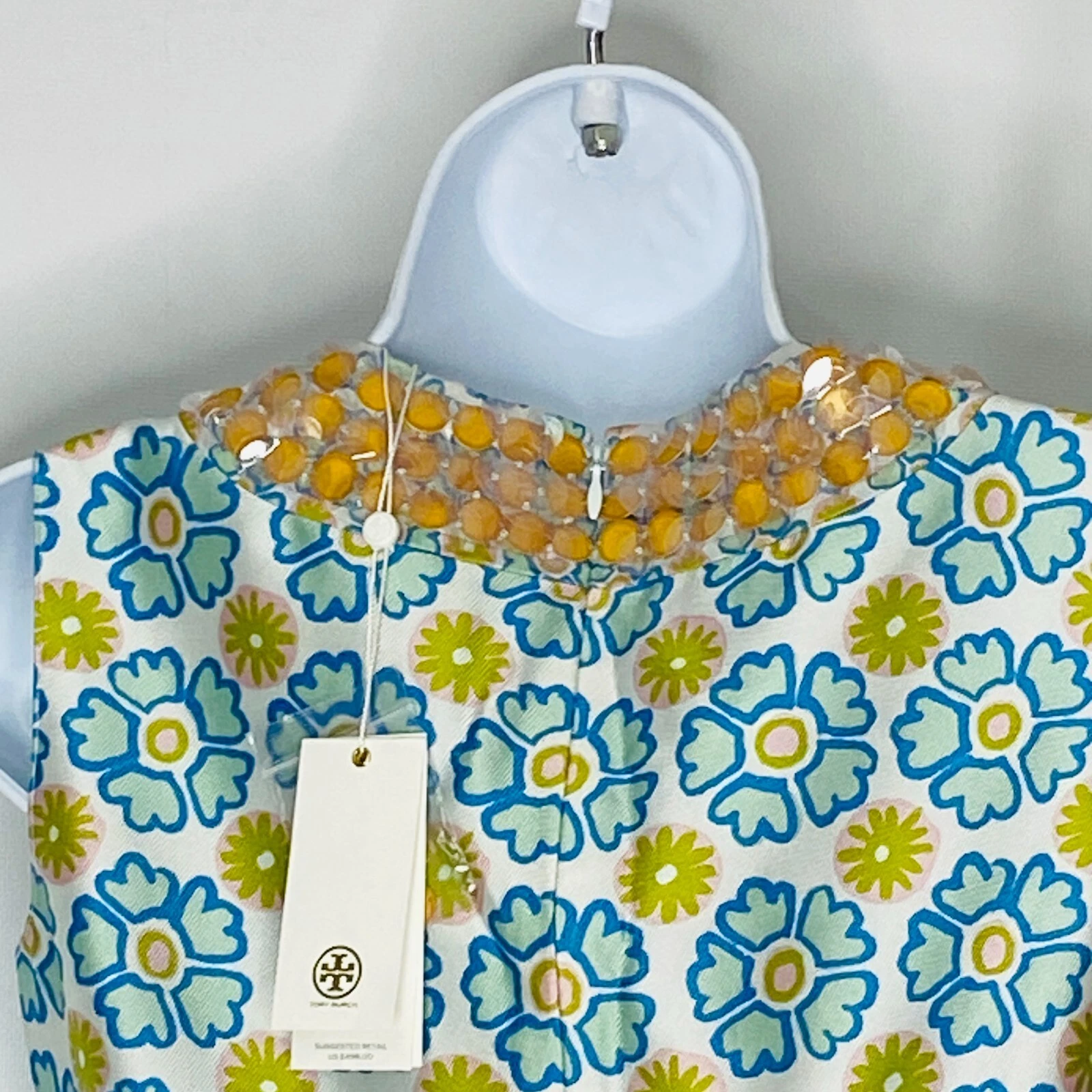 Abito Tory Burch Annette in seta edizione limitata David Hicks floreale taglia 2 nuovo $498