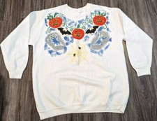 Vintage 90s Halloween Crewneck Sweatshirt Hand Painted Wetpaint Women's One Size