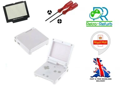 RETRO-REFURB Full Housing Shell Kit For Nintendo Gameboy Advance SP GBA Screen - Pearl White