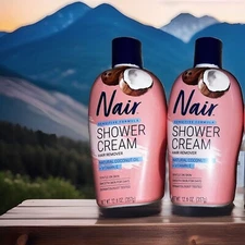 2 Ct Nair Shower Cream Hair Remover Sensitive Formula with Coconut Oil 12.6 oz