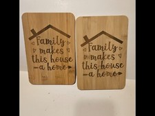 Lot Of 2 Food Charcuterie Boards Wood Cutting 9" x 6" Handcrafted Engraved B1