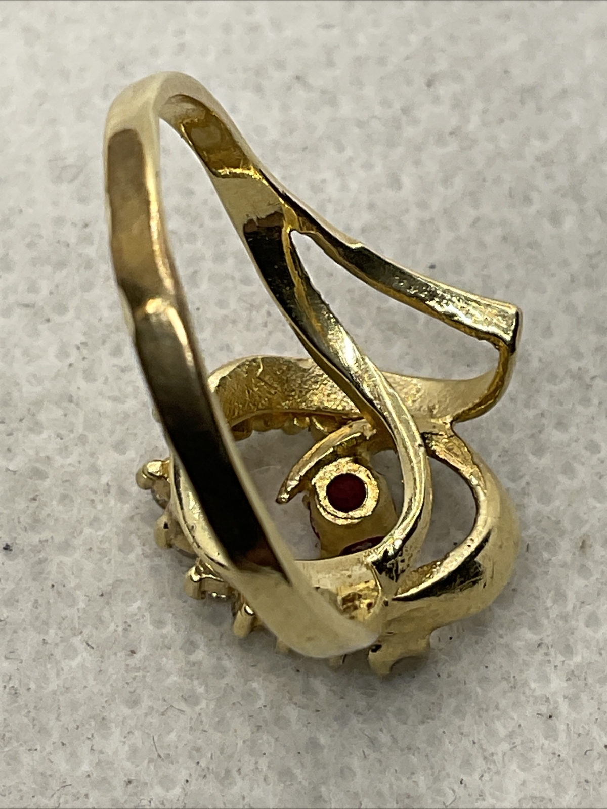 ELEGANT Solid 14K Yellow Gold Created Ruby & Whit… - image 6