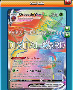 Orbeetle VMAX V MAX RR RAINBOWRARE Pokemon TCG Online PTCGO 186/185
