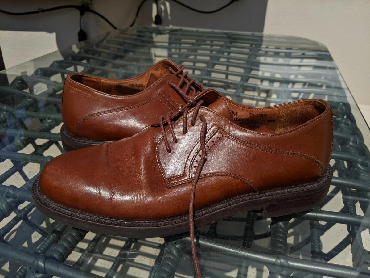 JOHNSON AND MURPHY 10M Brown Leather Lace Up Mens Made in Italy