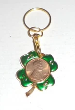 Vintage Lucky Penny Coin Token Lincoln Keychain 1983 Birthday Four Leaf Clover 