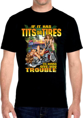 Mens Hot Biker Chicks On Motorcycles Funny Saying Biker Tee Shirt | eBay