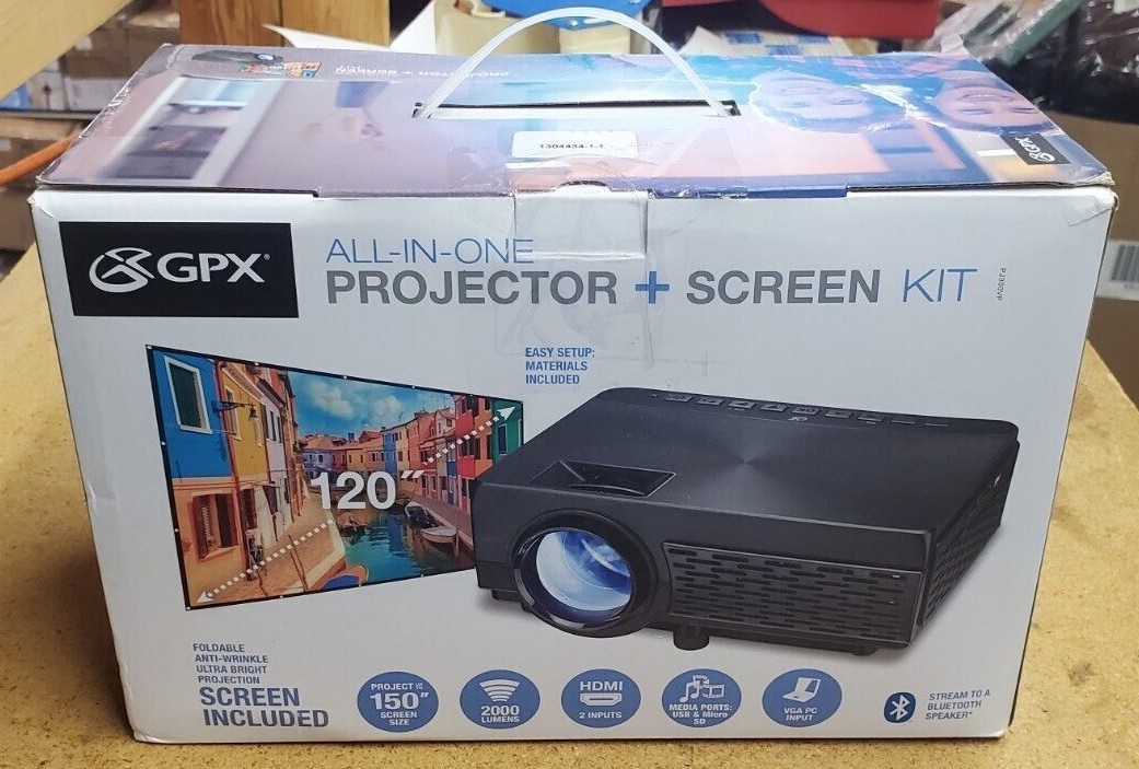 GPX All-In-One Projector Screen Kit Bluetooth Extra Bright