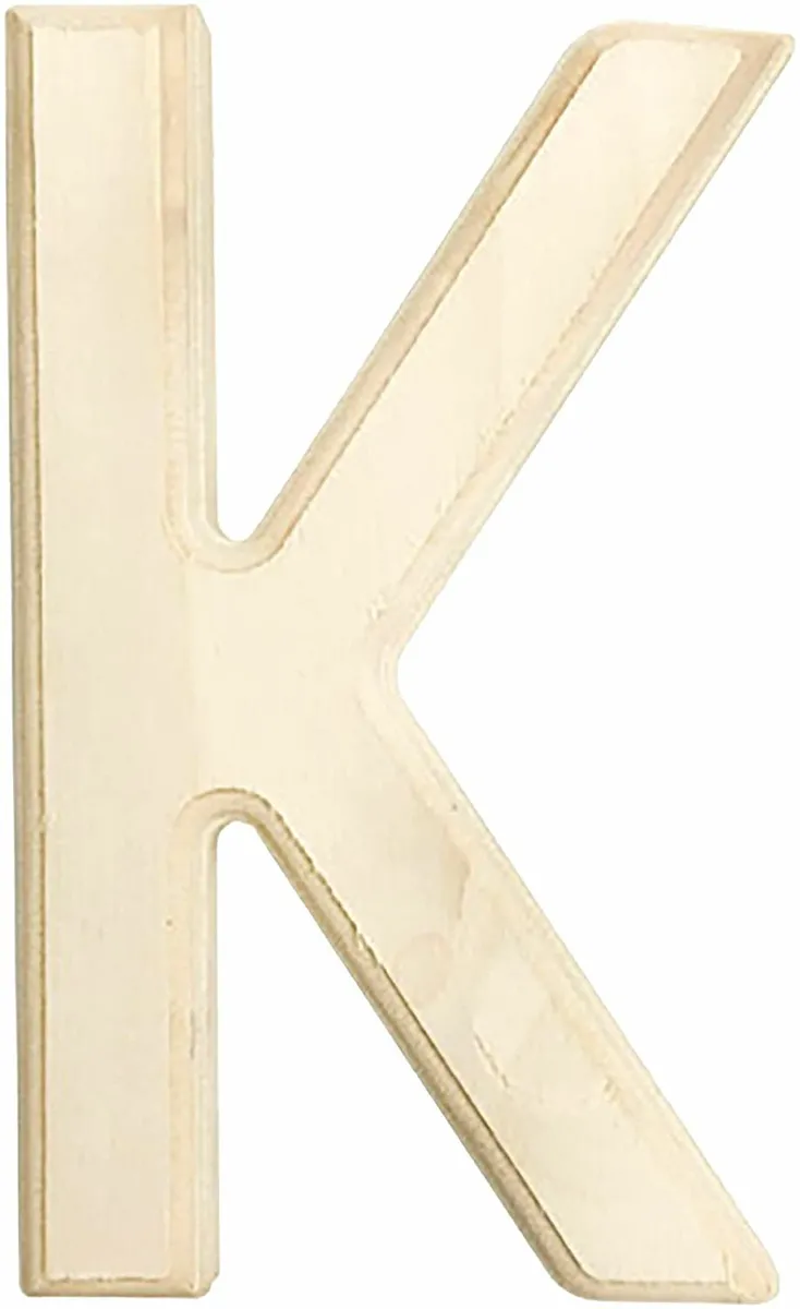 Pressed Board Beveled Wooden Letter I, Natural, 6-inch 