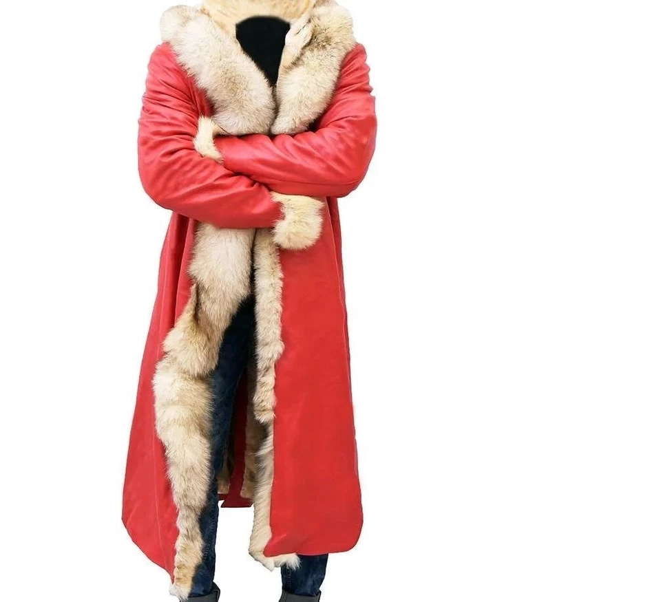 Santa suit-Santa Claus Leather Trench Coat Christmas Chronicles Kurt Russell - Image 3 of 4
