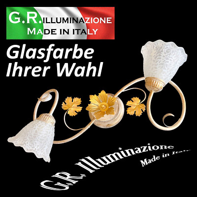 Deckenlampe modern vintage Deckenleuchte Elfenbein Gold 2 L. Küche Bad AUTUNNO