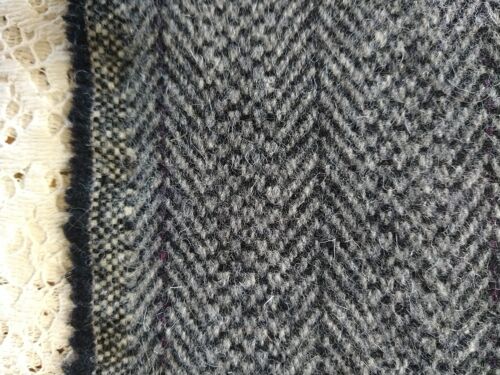Dark Gray Herringbone Stripe Design Heavyweight Wool Fabric BTHY 18" L x 60" W - Picture 2 of 5