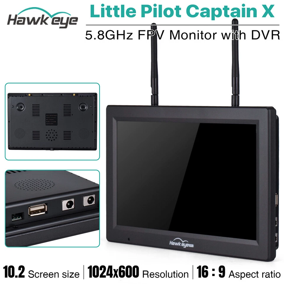 Hawkeye Little Pilot Captain X DVR FPV Monitor 5.8G 96CH 10.2 inch Dual Receiver - Image 3 of 4