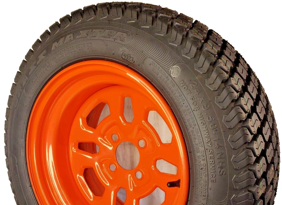 24x9.50-14 Tire Wheel Rim Kubota Zero Turn Riding Lawn Mower Garden Tractor 4ply - Image 2 of 4