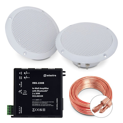 Adastra Bluetooth Badezimmer Musiksystem + wasserdichte Deckenlautsprecher, Paar
