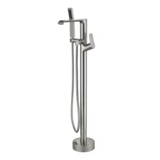 ELLO&ALLO EST-N-2201 Freestanding Floor Mount Tub Faucet in Brushed Nickel