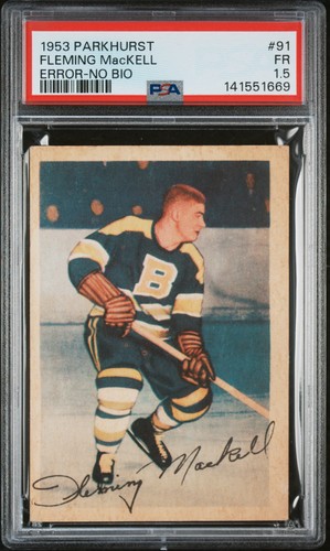 Fleming MacKell [Error No Bio] #91 1953 Parkhurst card