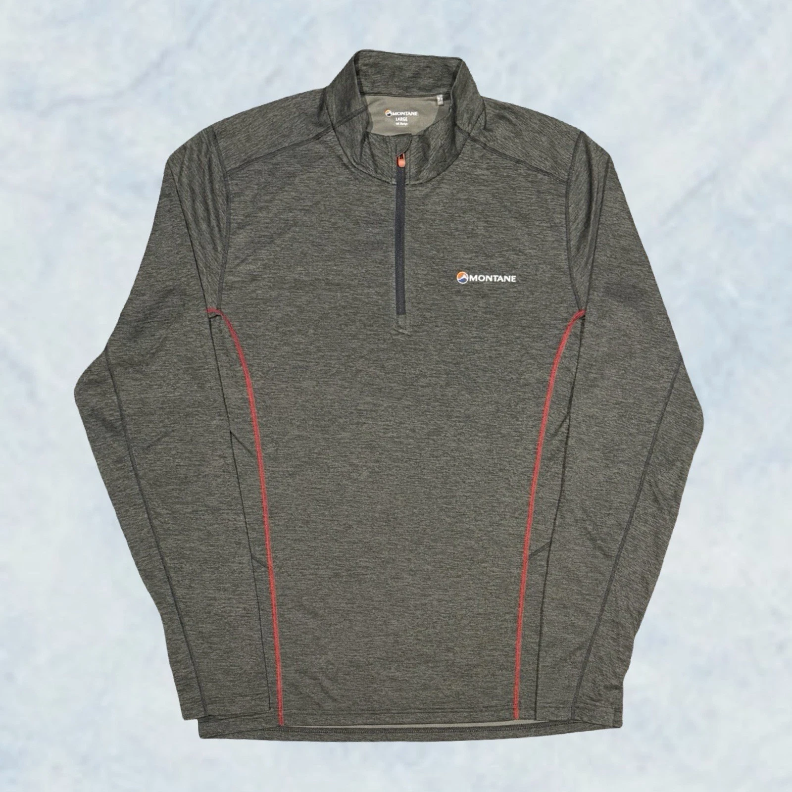 Mens Grey Montane Dart 1/4 Zip Technical Base Layer Top Gym - Size Large (L) U75
