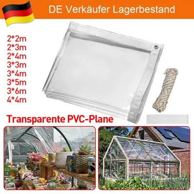 MARKENLOS Abdeckplane Wasserdicht Transparente Plane mit Ösen Fensterplane Schutzplane De