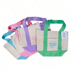 SET OF 4 Trader Joe s  Pastel Canvas Tote Bag...