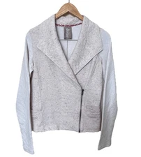 Dolan Anthropologie Quilted Moto Jacket Sz 0 Neutral Beige Textured Cotton USA