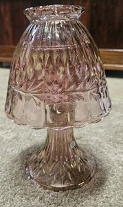 Vintage Princess House 3 Piece Iridescent Pink Purple Carnival Glass Fairy Lamp