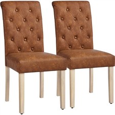 Dining Chairs Set of 2 PU Leather Modern Kitchen Chairs Soft Padded Seat, Home