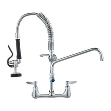 VEVOR Wall-Mounted Brass Kitchen Faucet, 21" Tall, 8" Installation Width, Includ