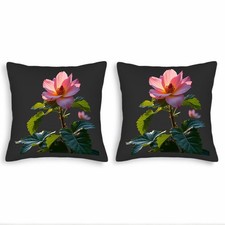 Set of 2 18x18in Throw Pillow Covers with Vibrant Pink Flower Design