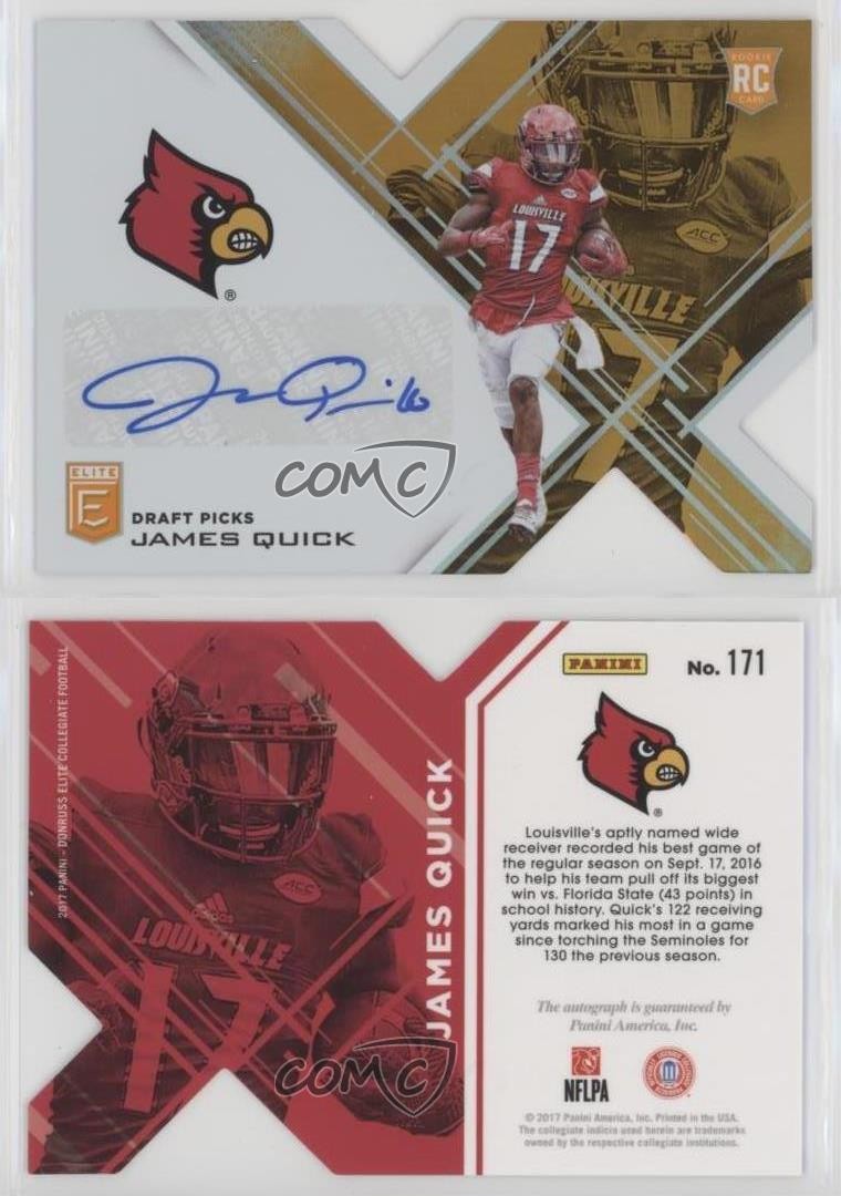 2017 Elite Draft Picks Status Orange Die-Cut James Quick #171 Rookie Auto RC 1u6