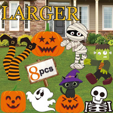 Halloween Outdoor Decorations - 8PC Yard Stakes - Witch, Skeleton  Pumpkin