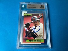 Kevin Mitchell Giants 1990 Topps MLB Signed Card Slabbed Beckett BAS COA 