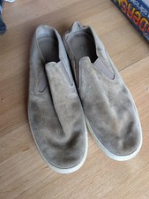 VINCE Suede Slip On Sneakers Grey Beige Low Top Flat Loafers Womens